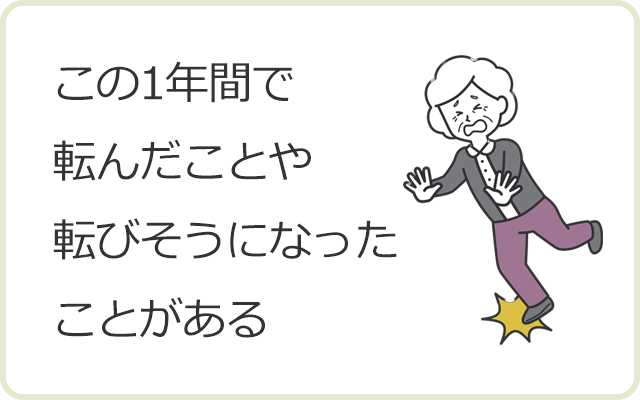 この1年間で転んだことや転びそうになったことがある